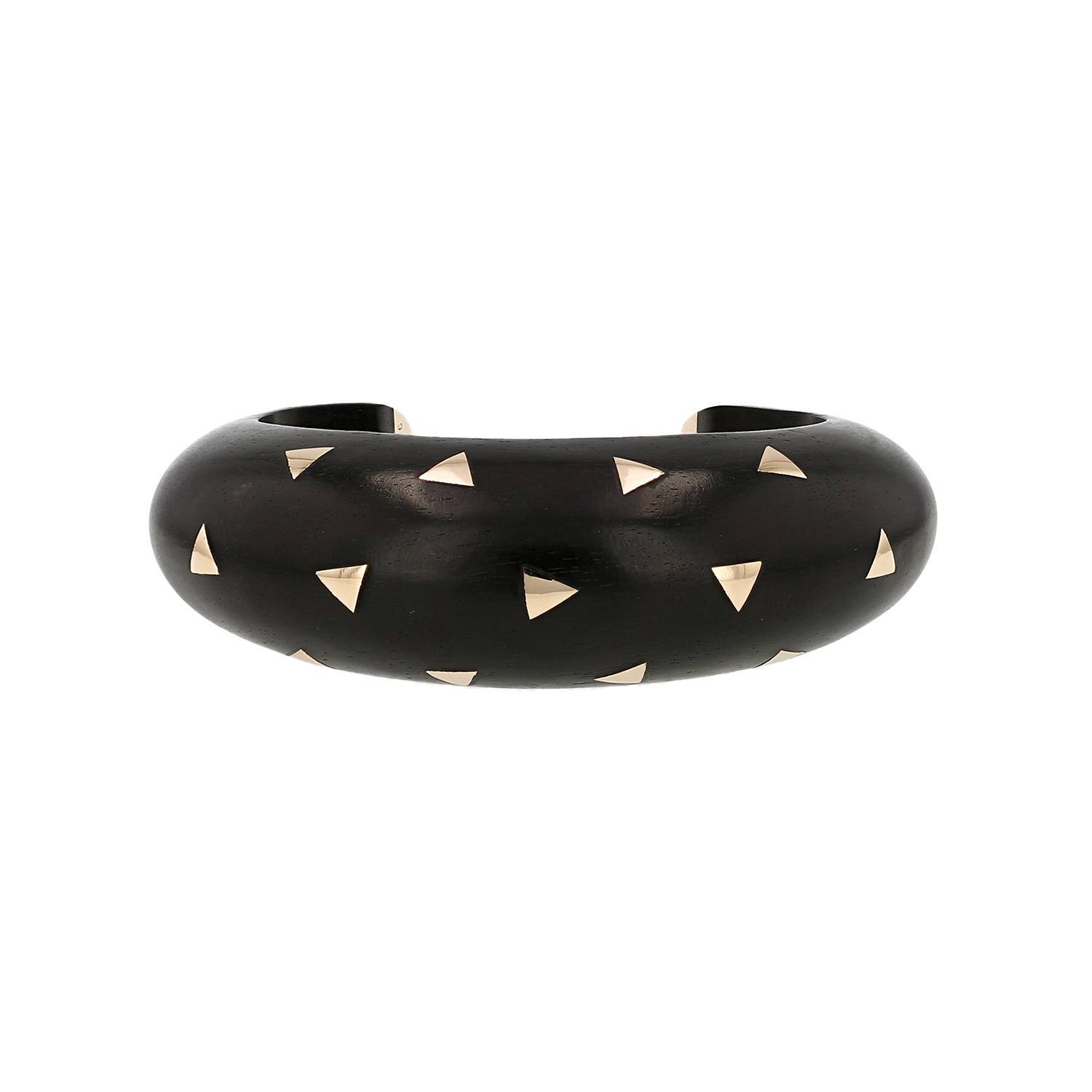 Bracelet jonc Van Cleef & Arpels années 1980 en or jaune et ébène