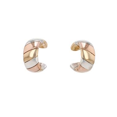 Paire de petites créoles années 1970 Van Cleef & Arpels  en or jaune, or rose et argent