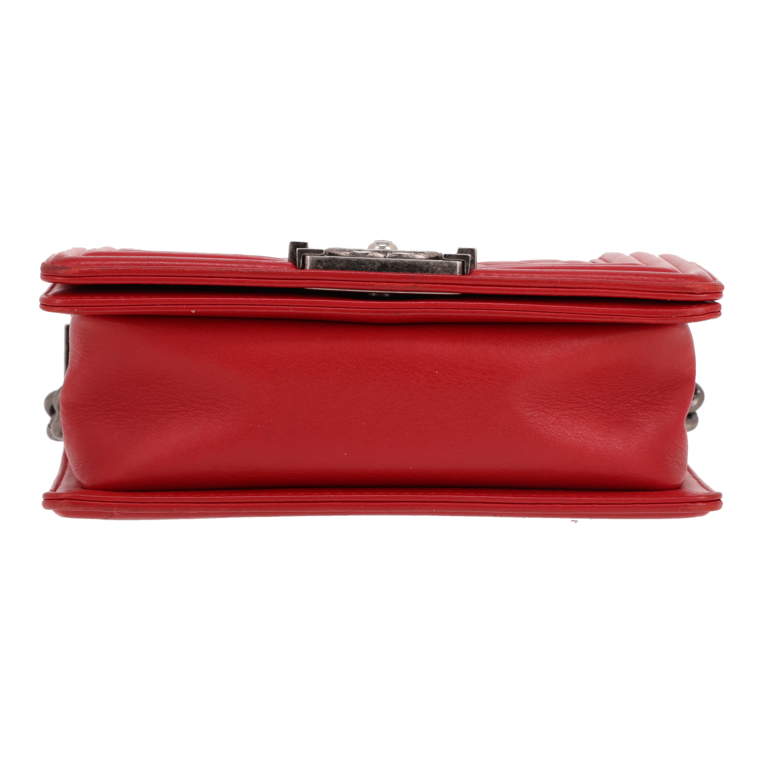 Chanel  Boy small model  shoulder bag  in red leather - Detail D1