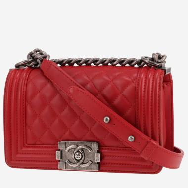 Bolso bandolera Chanel  Boy modelo pequeño  en cuero rojo
