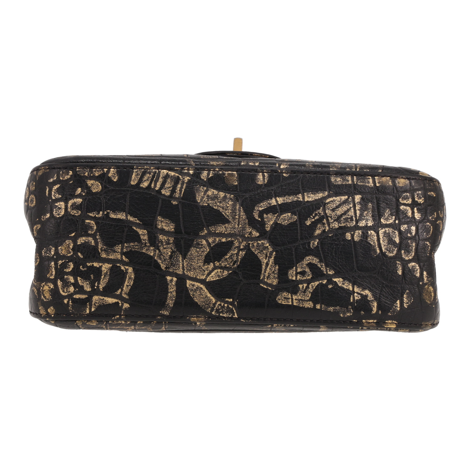 Borsa a tracolla Chanel  2.55 mini  in pelle nera e dorata - Detail D1