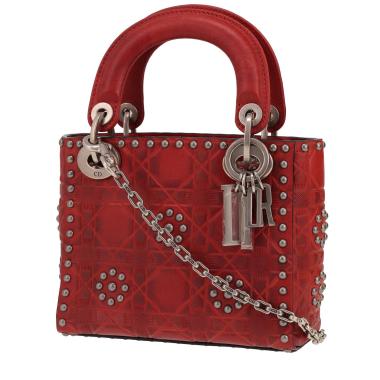 Bolso de mano Dior  Lady Dior mini  en cuero rojo