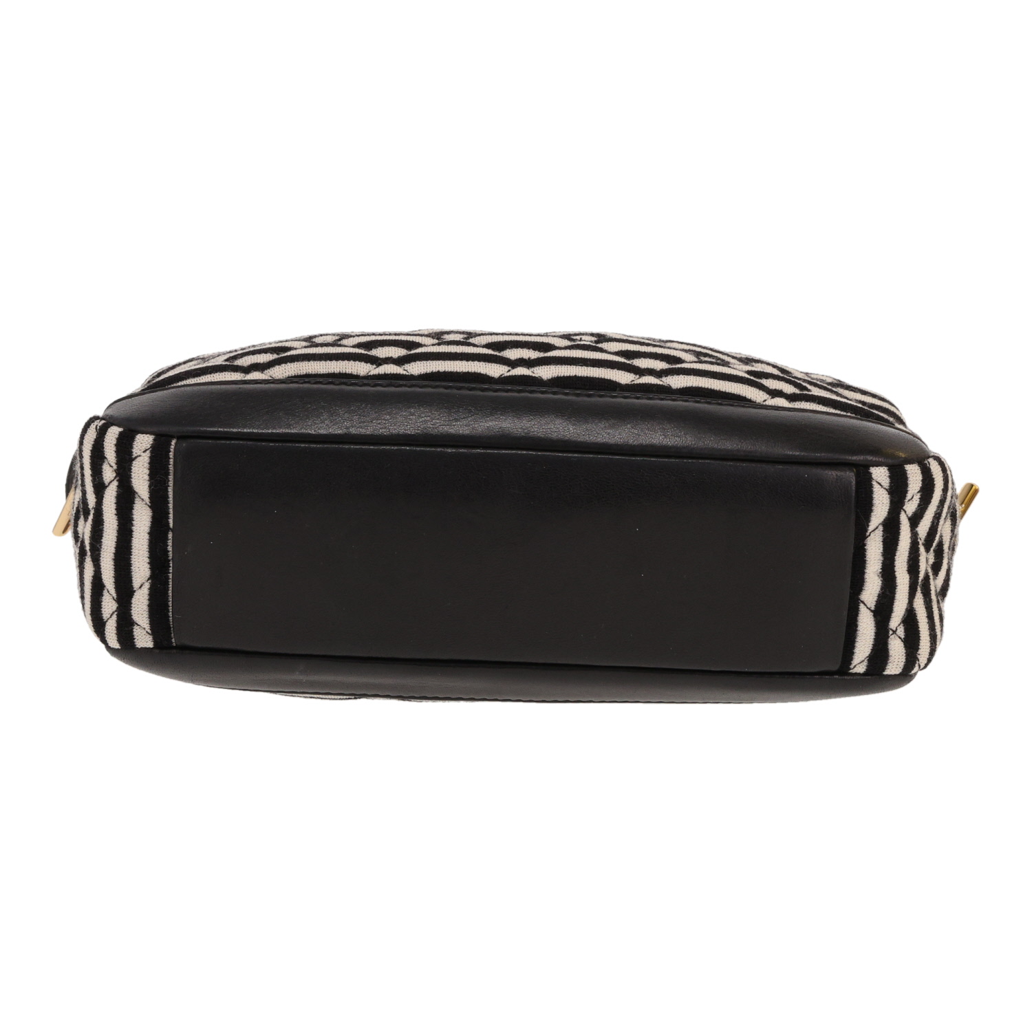 Chanel   handbag  in black and white jersey canvas  and black leather - Detail D1