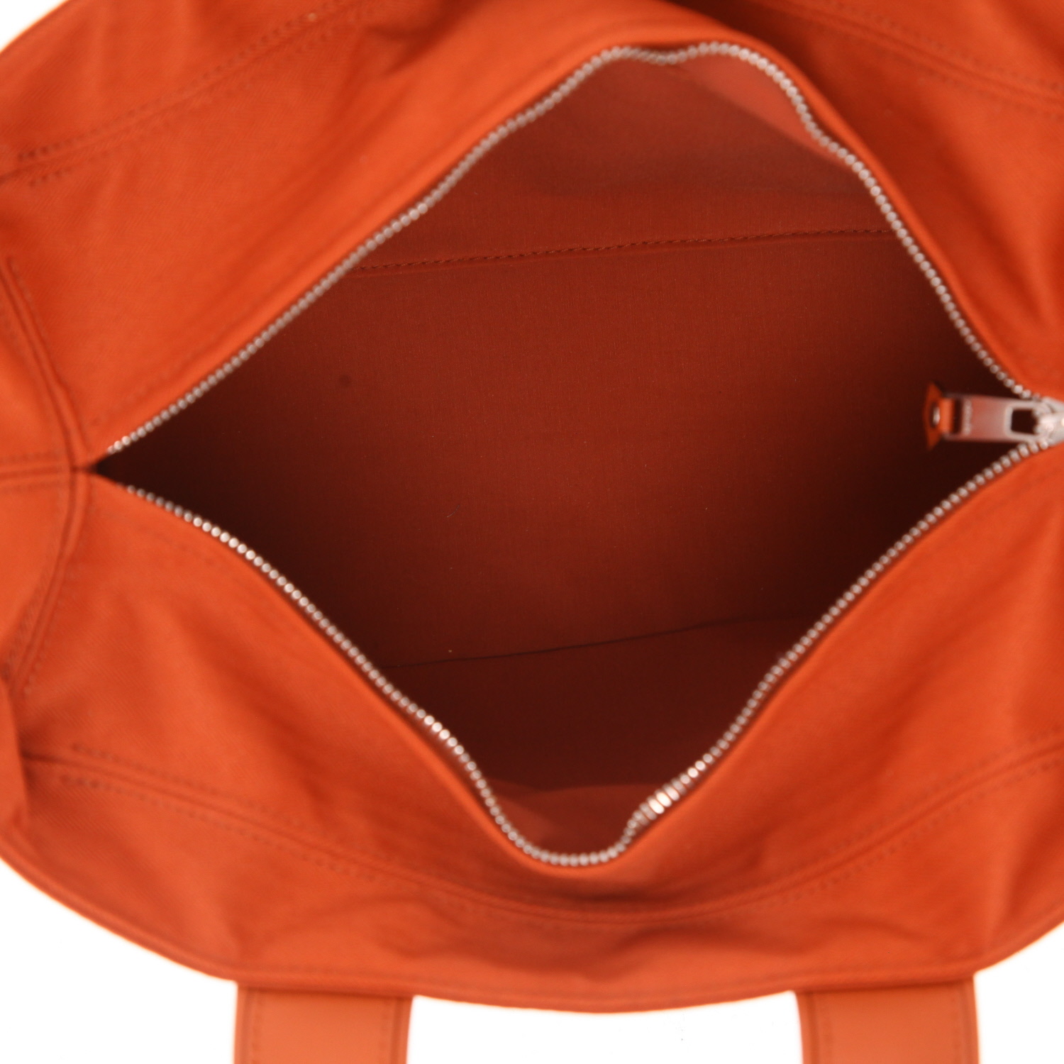 Bolso de mano Hermès  Acapulco en lona naranja y cuero naranja - Detail D3