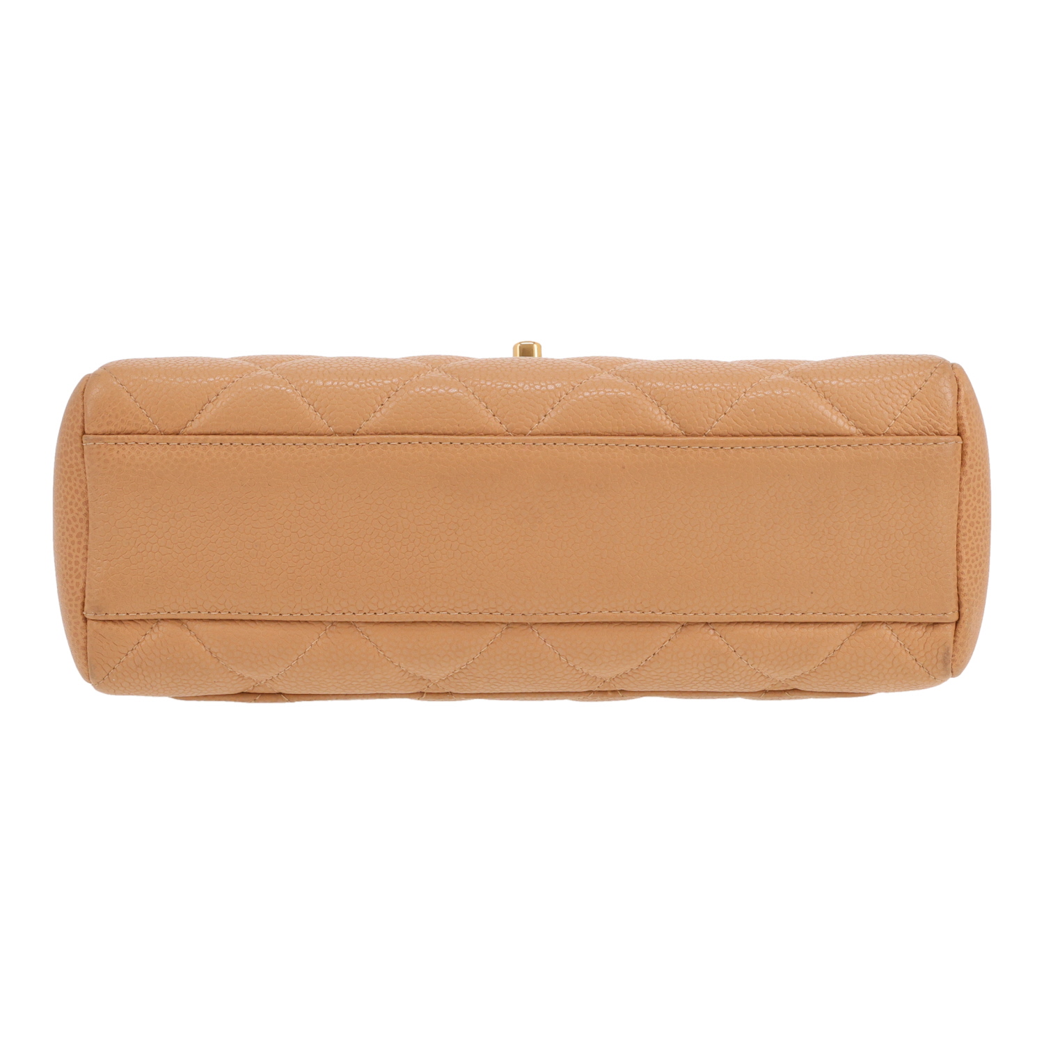 Borsa a tracolla Chanel   in pelle martellata e trapuntata beige - Detail D1