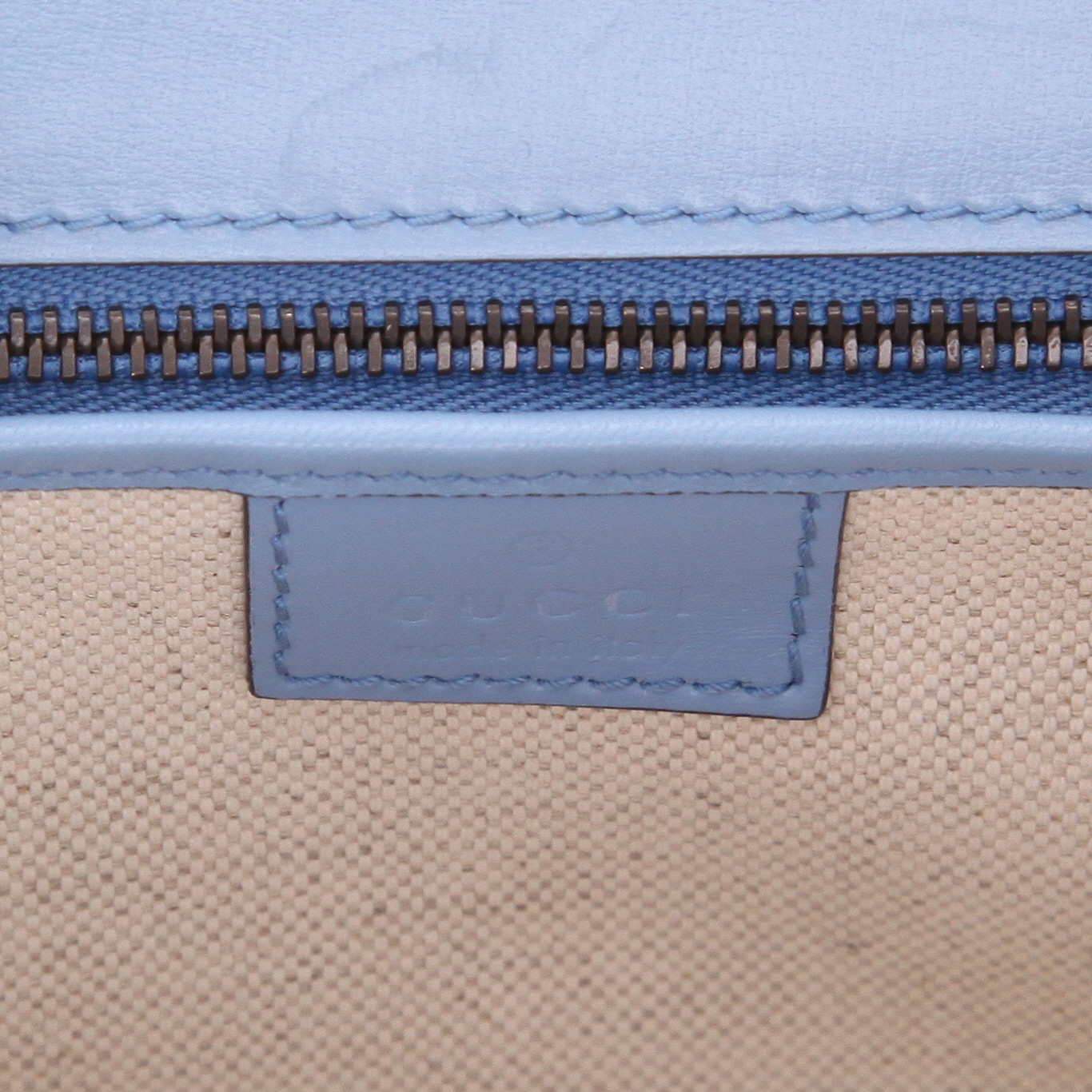 Borsa Gucci  Bamboo in pelle blu e bambù - Detail D2