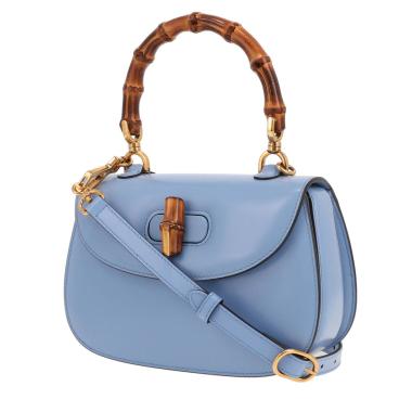 Bolso de mano Gucci  Bamboo en cuero azul y bambú
