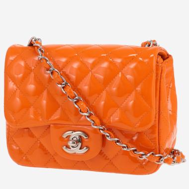 Bolso bandolera Chanel  Mini Carré en charol acolchado naranja