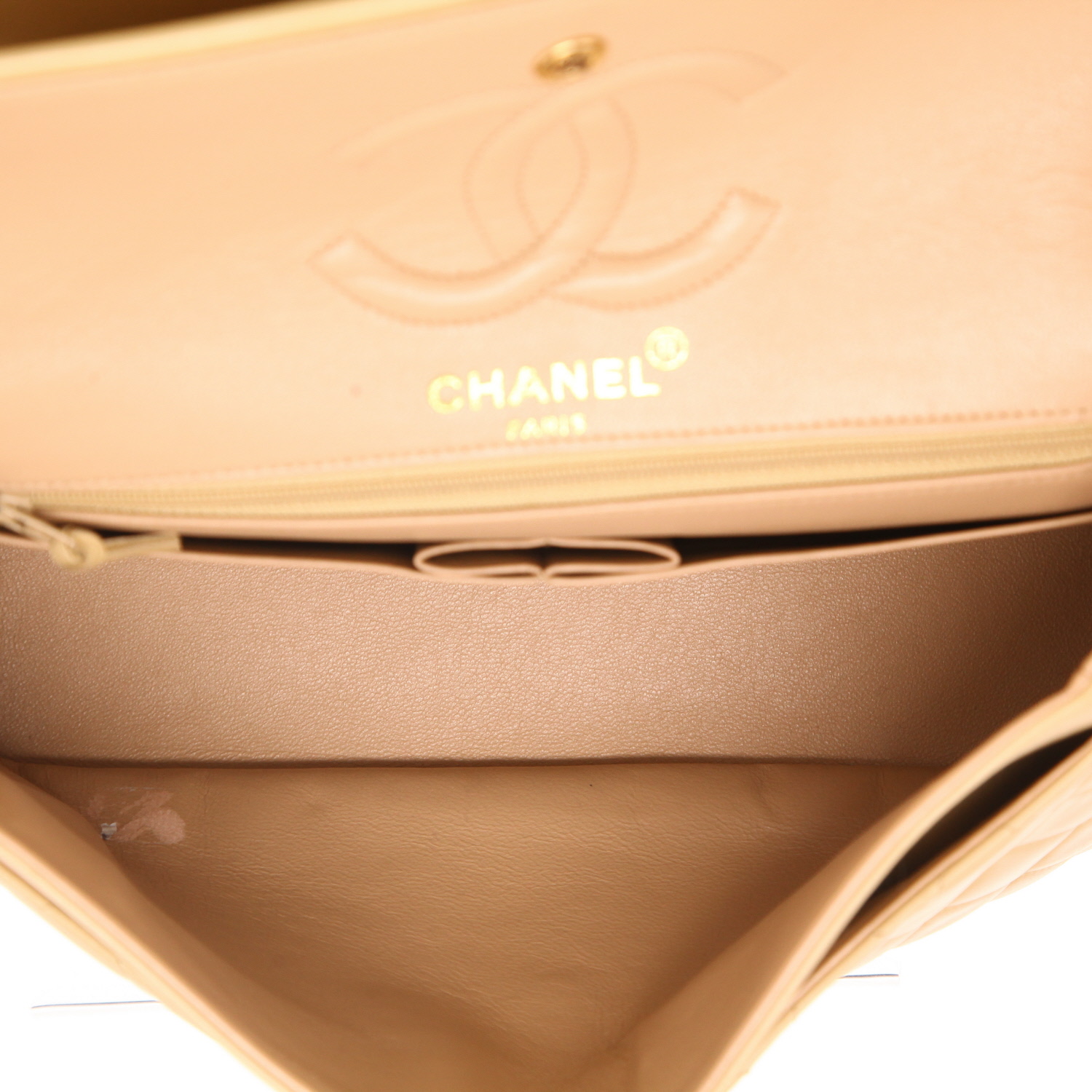 Sac à main Chanel  Timeless Vintage en cuir matelassé beige - Detail D3