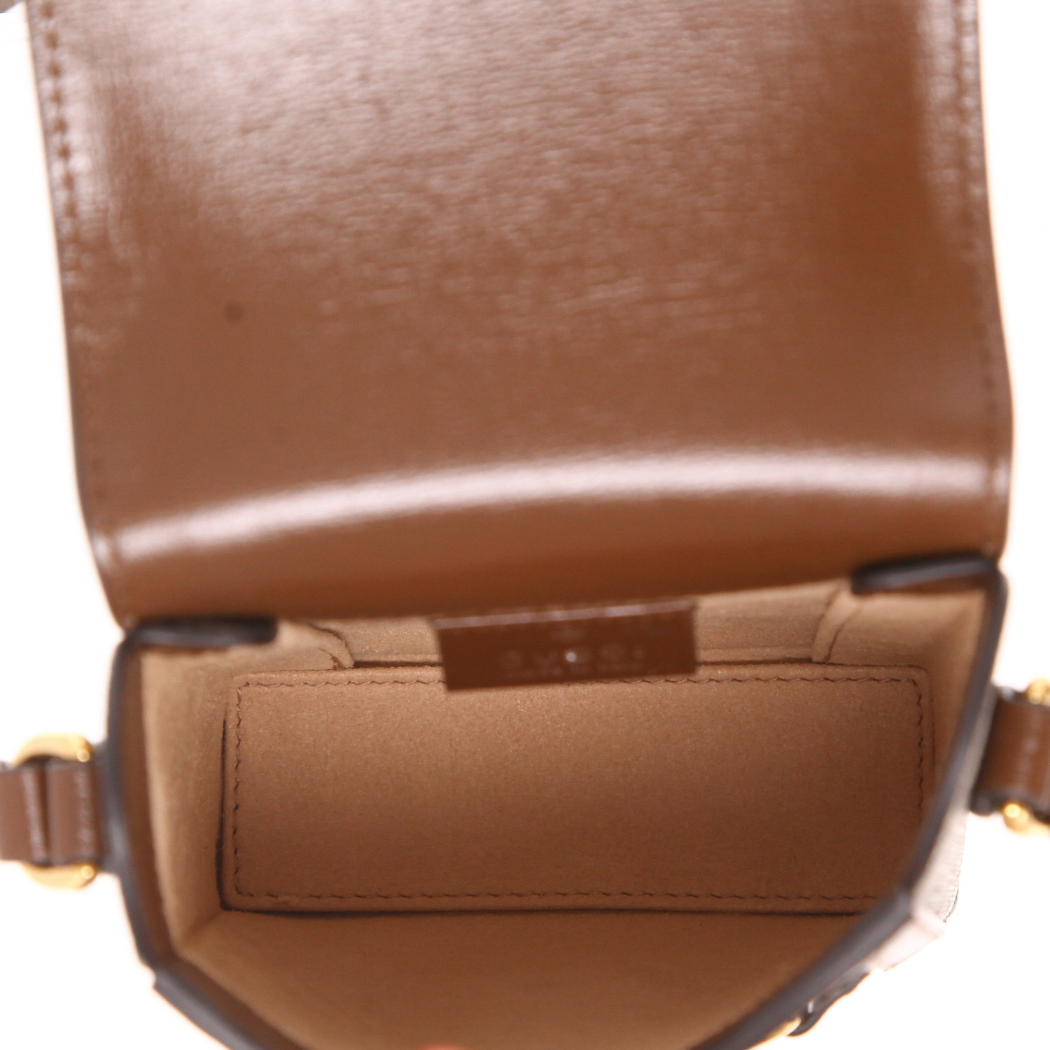 Gucci  1955 Horsebit shoulder bag  in beige "sûpreme GG" canvas  and brown leather - Detail D3