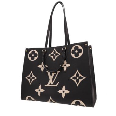 Shopping bag Louis Vuitton  Onthego modello grande  in pelle monogram bicolore nera e beige