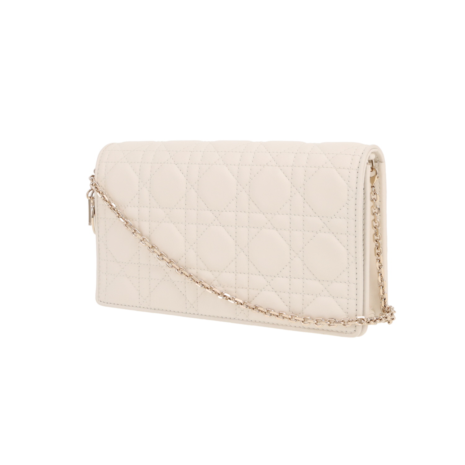 Dior  Lady Dior Wallet on Chain pouch  in white leather cannage - Detail D4