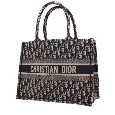 Dior  Book Tote shopping bag  in blue and beige monogram canvas Oblique