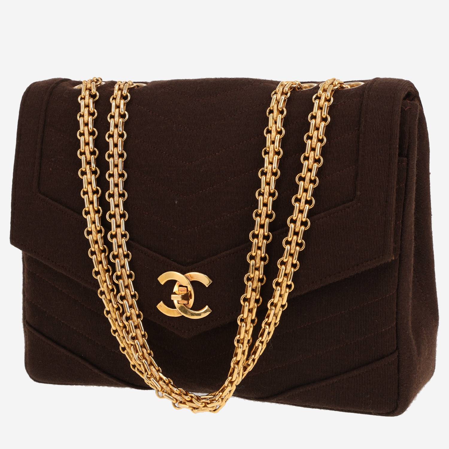 Borsa Chanel  Vintage in jersey marrone