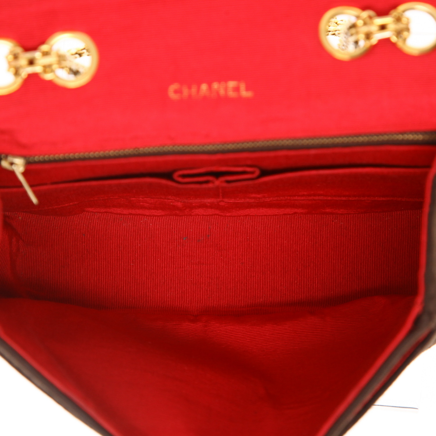 Bolso de mano Chanel  Vintage en jersey marrón - Detail D3
