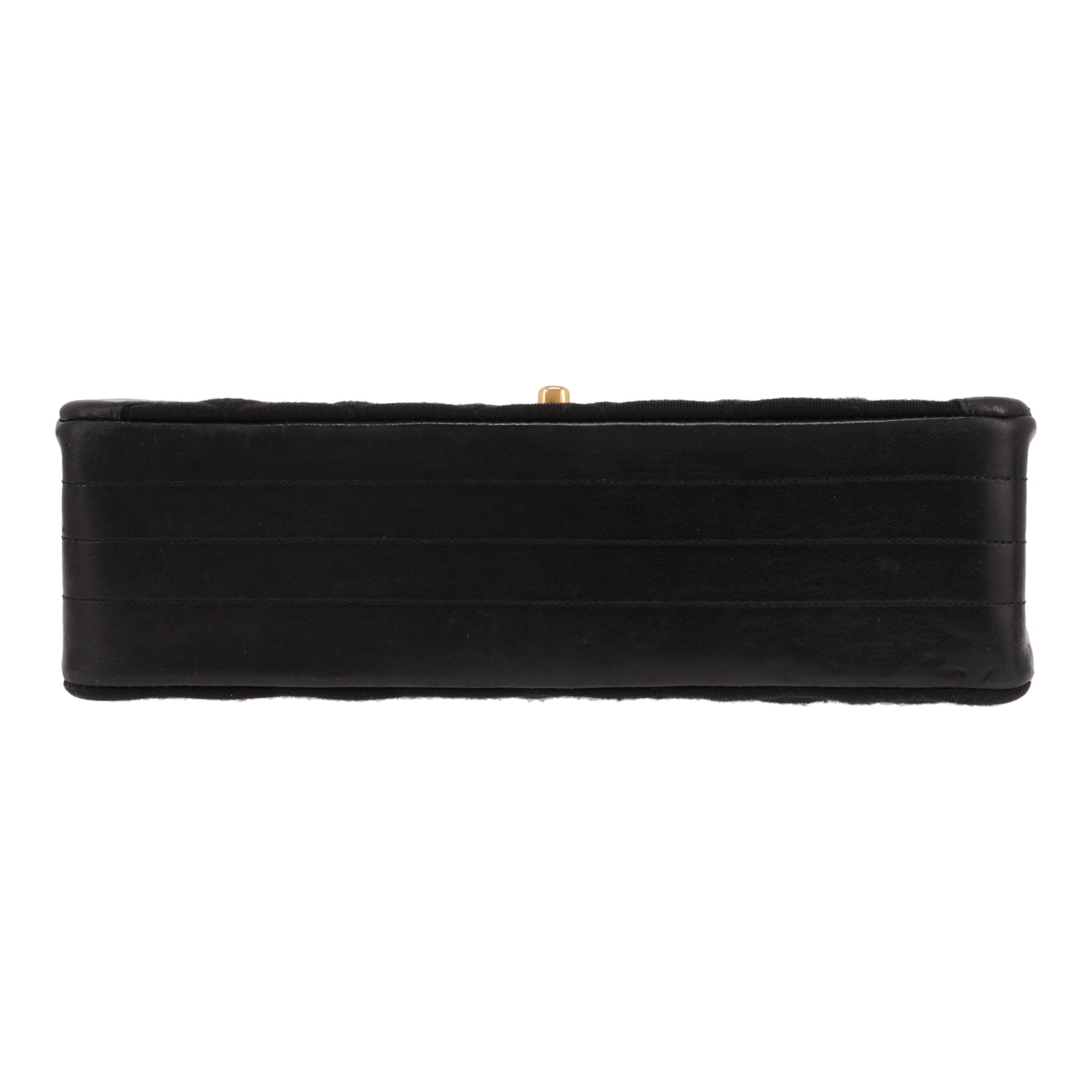 Chanel  Vintage handbag  in black quilted canvas  and black leather - Detail D1