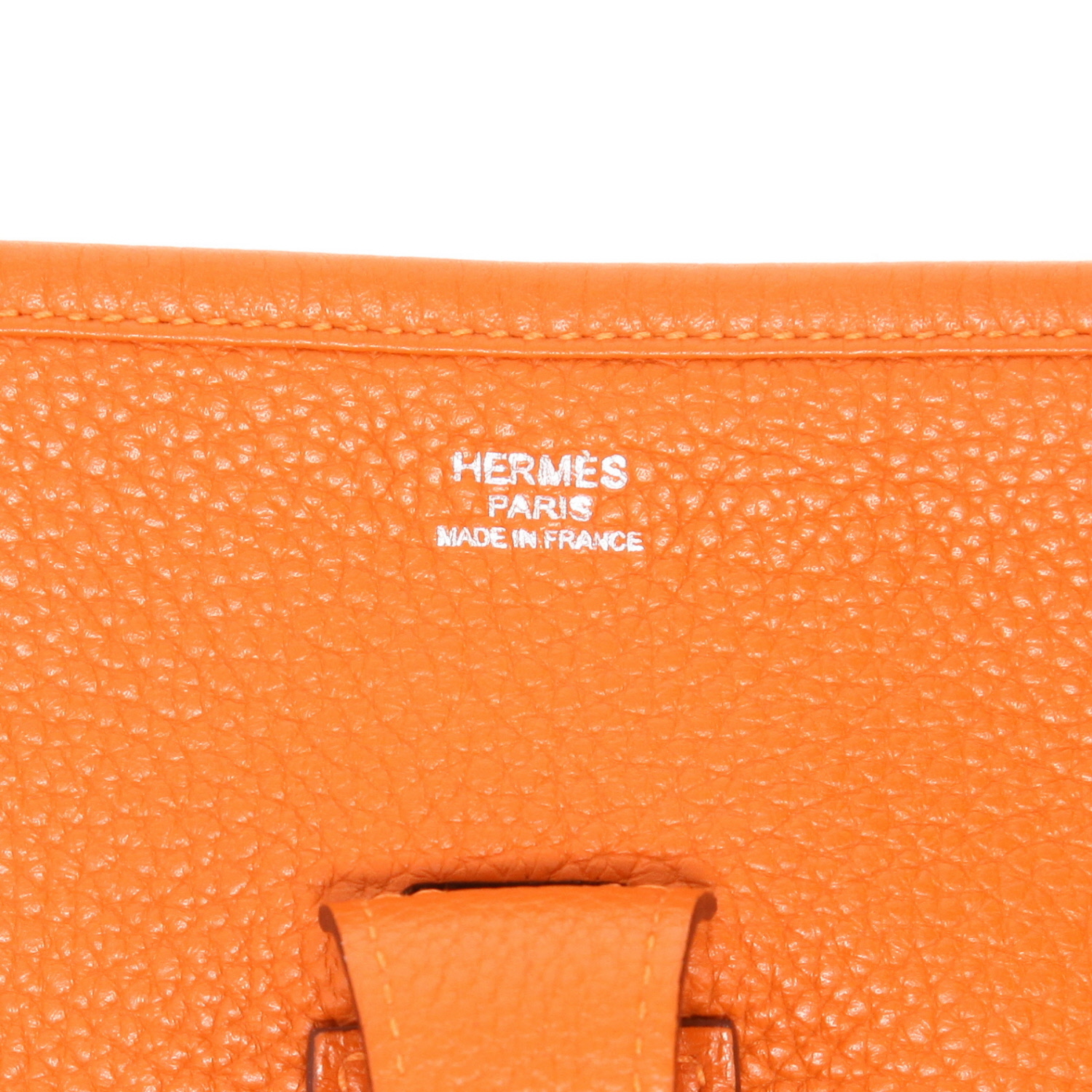Bolso bandolera Hermès  Evelyne 29 cm en cuero togo naranja - Detail D2
