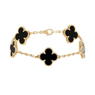 Bracelet Van Cleef 
Arpels Vintage Alhambra en or jaune et onyx