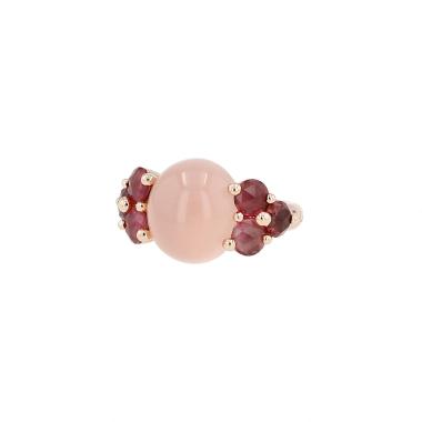 Bague Pomellato Luna en or rose, quartz rose et tourmalines rose