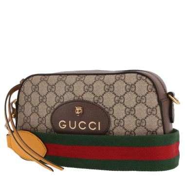 Sac bandoulière Gucci   en toile sûpreme GG beige et cuir marron