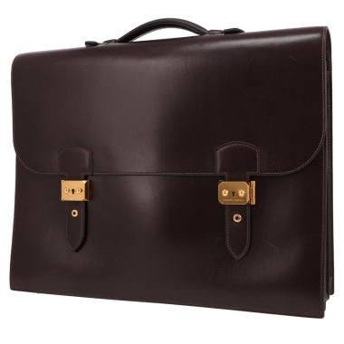 Hermès  Sac à dépêches briefcase  in brown box leather