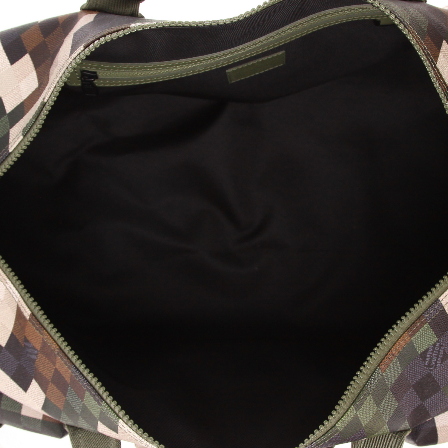 Sac de voyage Louis Vuitton  Keepall Editions Limitées en toile damier verte marron et noire - Detail D3