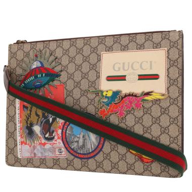 Sac bandoulière Gucci  Messenger en toile sûpreme GG beige et cuir marron