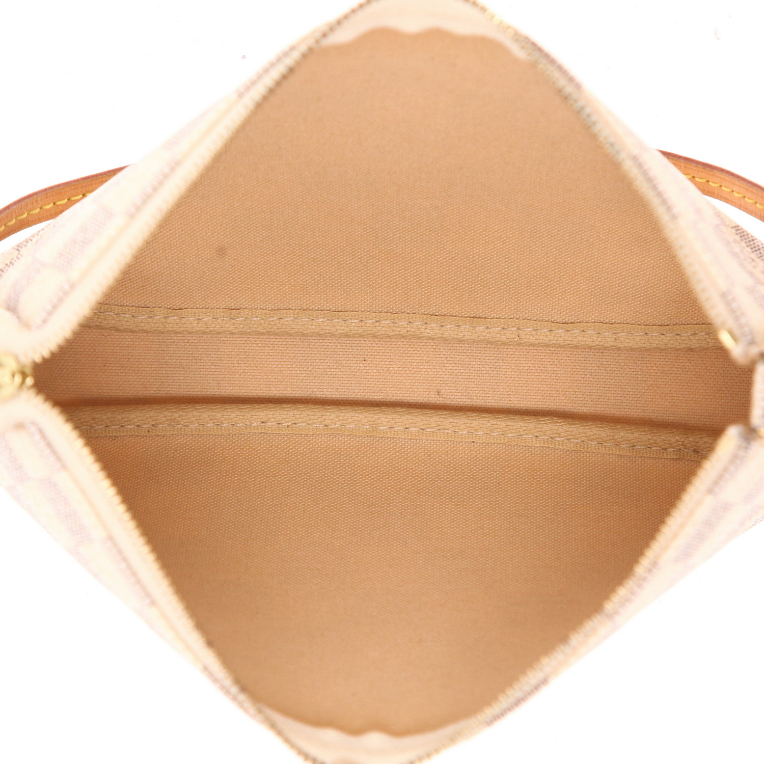 Bolso de mano Louis Vuitton  Pochette accessoires en lona a cuadros azul celeste y cuero natural - Detail D3