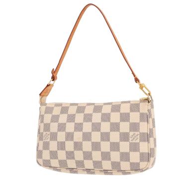 Borsa Louis Vuitton  Pochette accessoires in tela a scacchi azzurro e pelle naturale