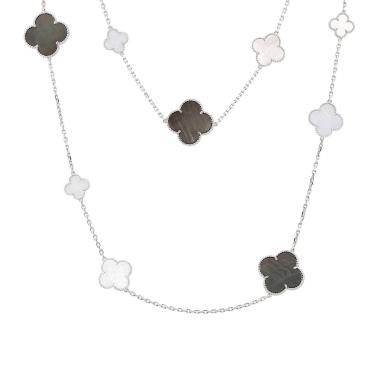 Sautoir Van Cleef & Arpels Magic Alhambra en or blanc, nacre et calcédoine