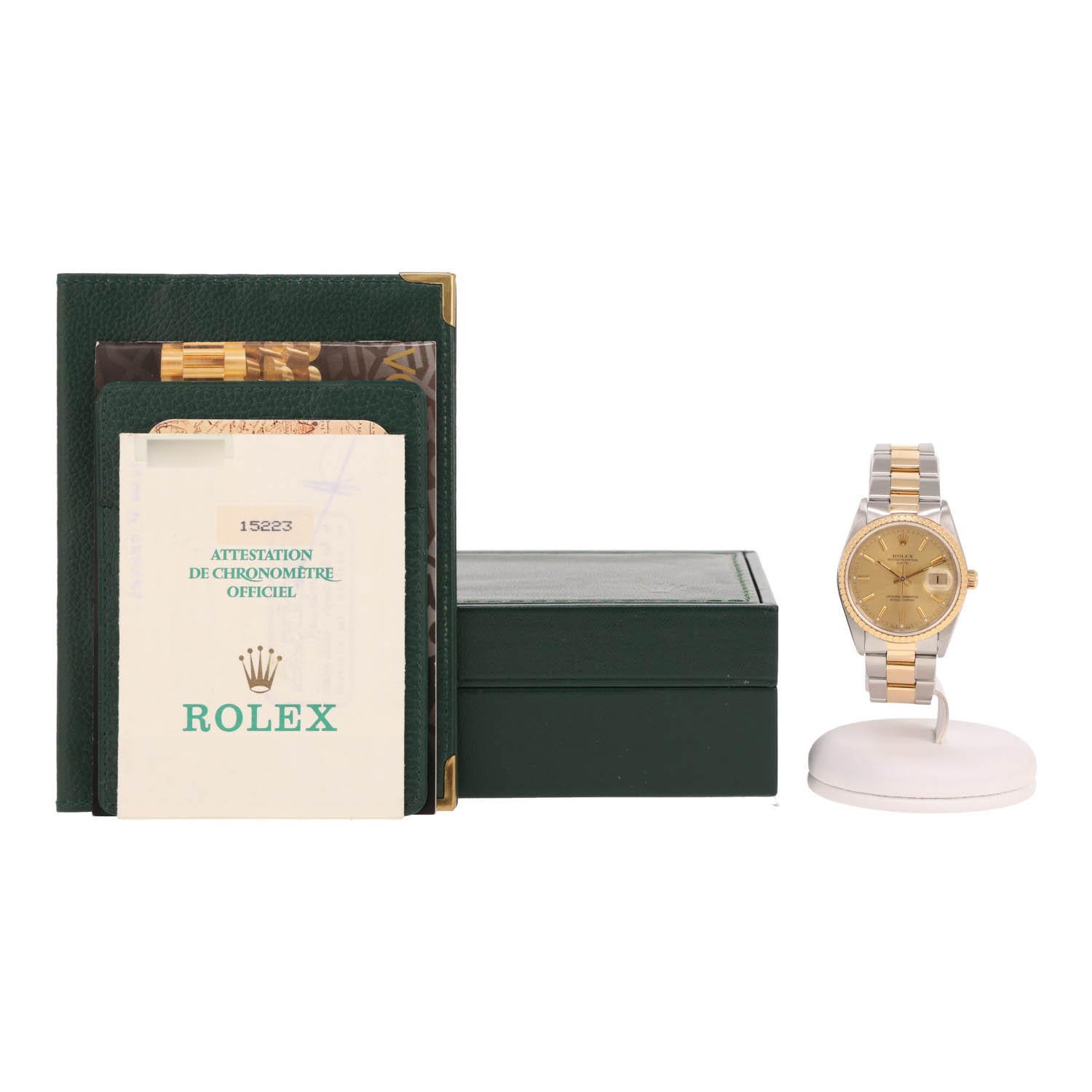 Reloj Rolex Oyster Perpetual Date de oro y acero Ref: Rolex - 15223  Circa 1988 - Detail D2