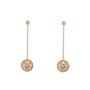 Orecchini Dior Rose des vents in oro giallo, madreperla e diamante