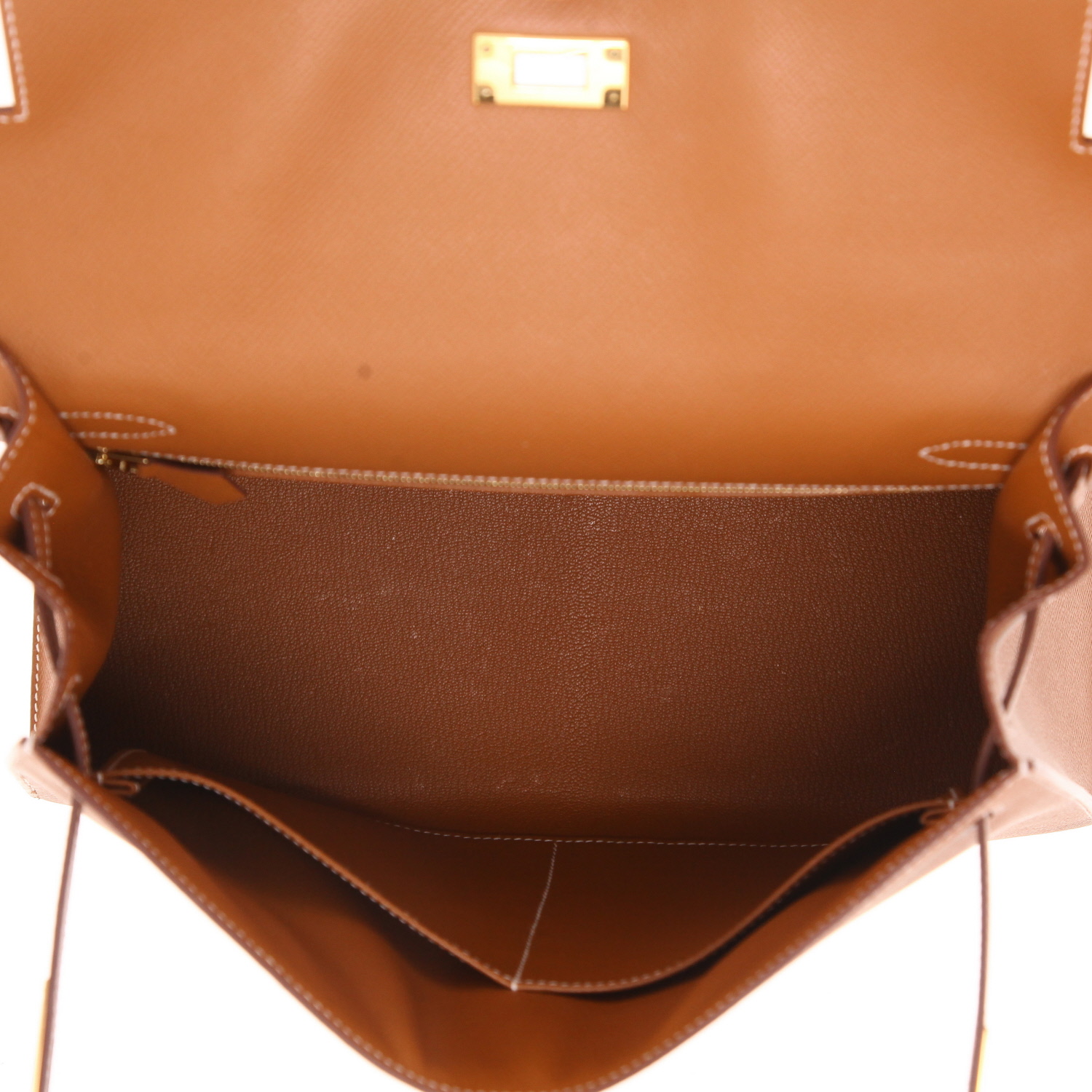 Hermès Kelly 32 cm handbag in gold Epsom leather - Detail D3