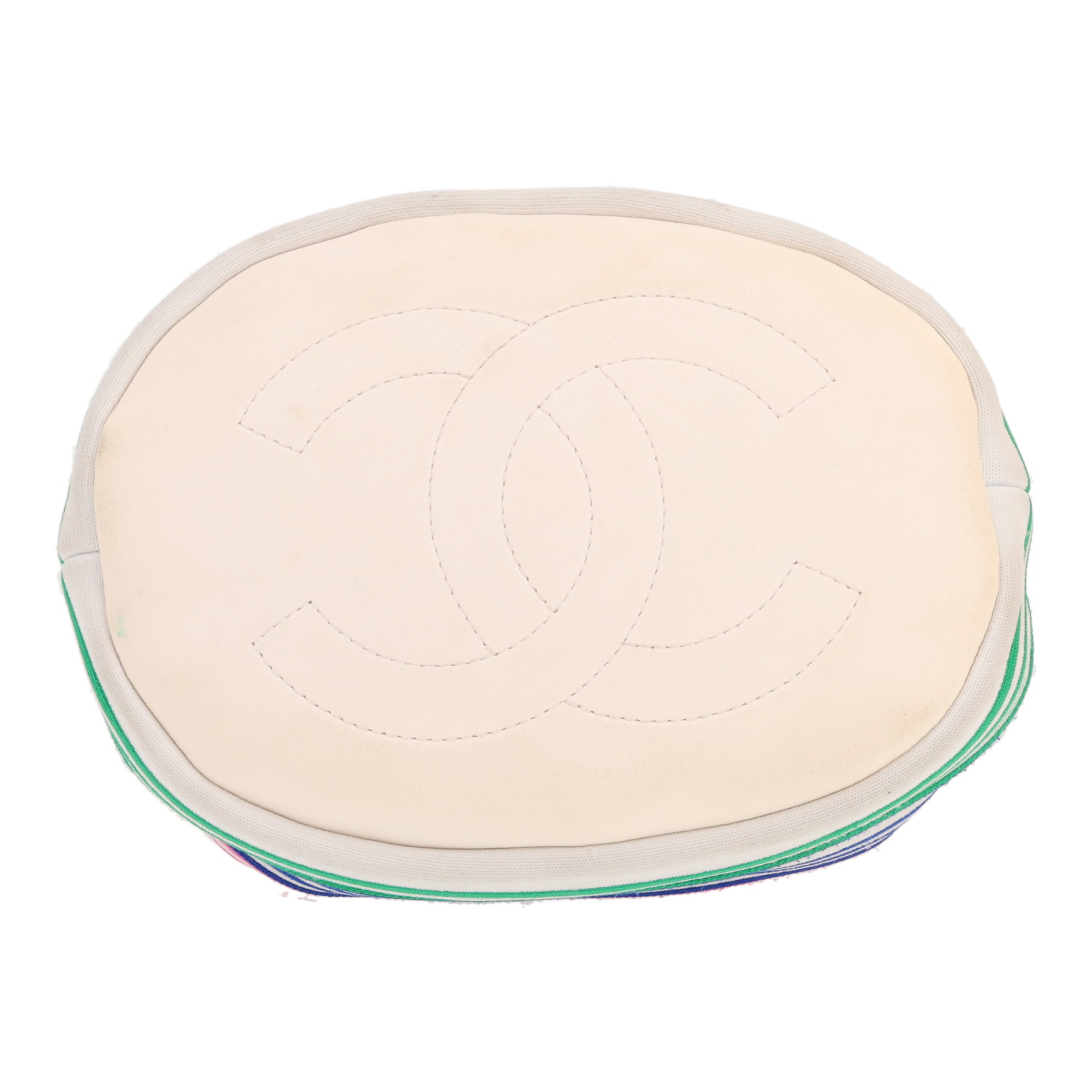 Chanel   shoulder bag  in white canvas  and white leather - Detail D1