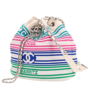 Chanel   shoulder bag  in white canvas  and white leather