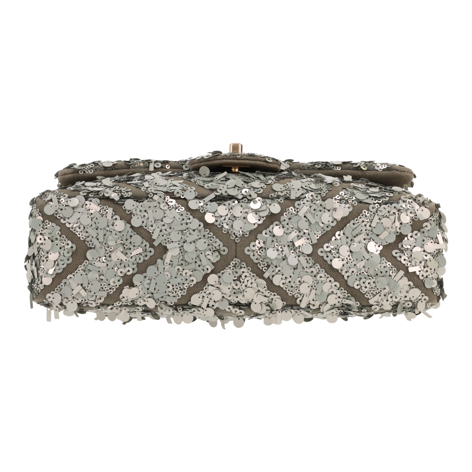 Chanel  Timeless handbag  in grey canvas  and paillette - Detail D1