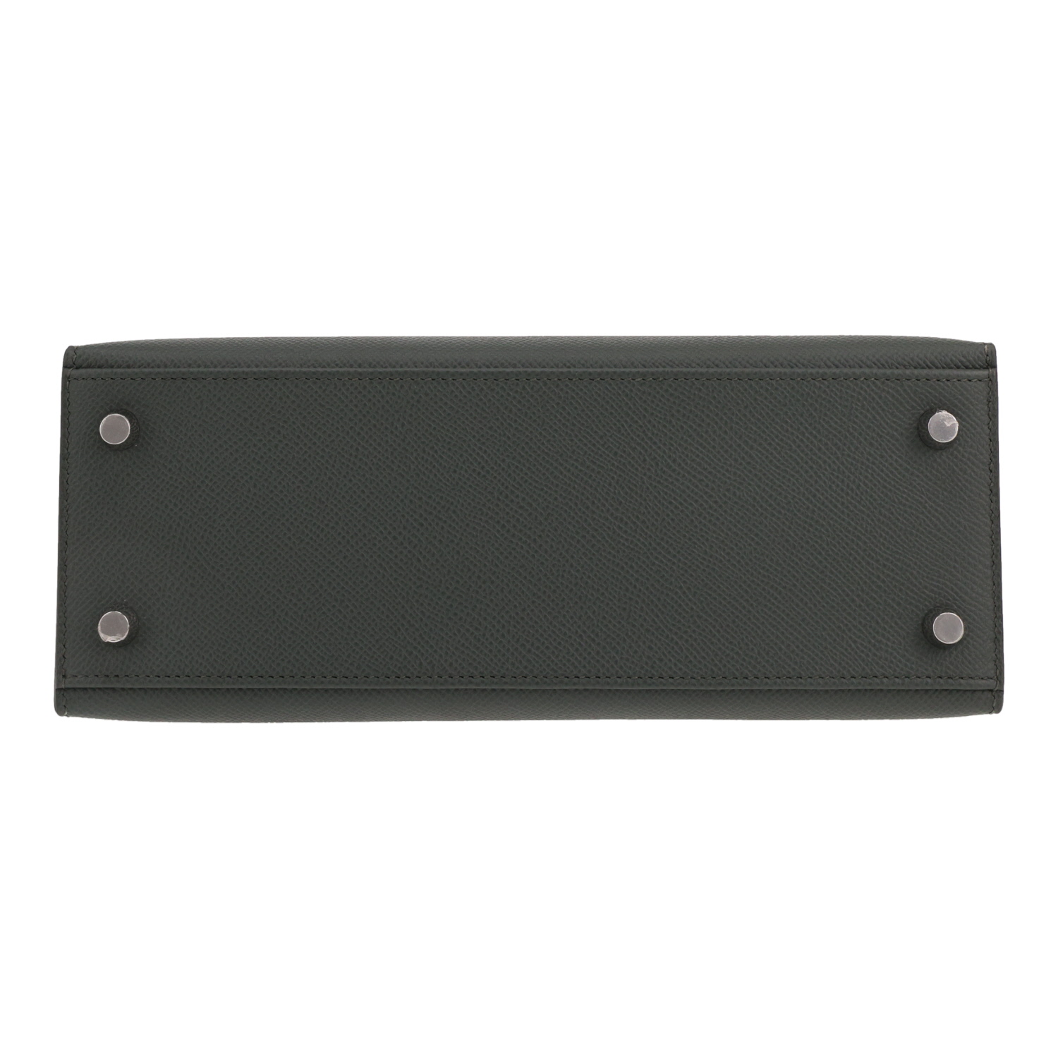 Bolso de mano Hermès  Kelly 25 cm en cuero epsom Vert Mangrove - Detail D1