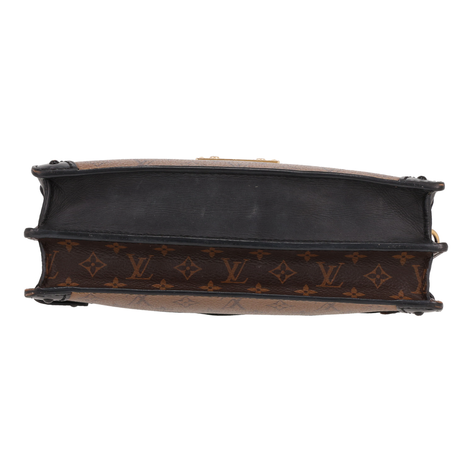 Bolso bandolera Louis Vuitton «Trunk Clutch» de lona Monogram marrón y piel Noir - Detail D1