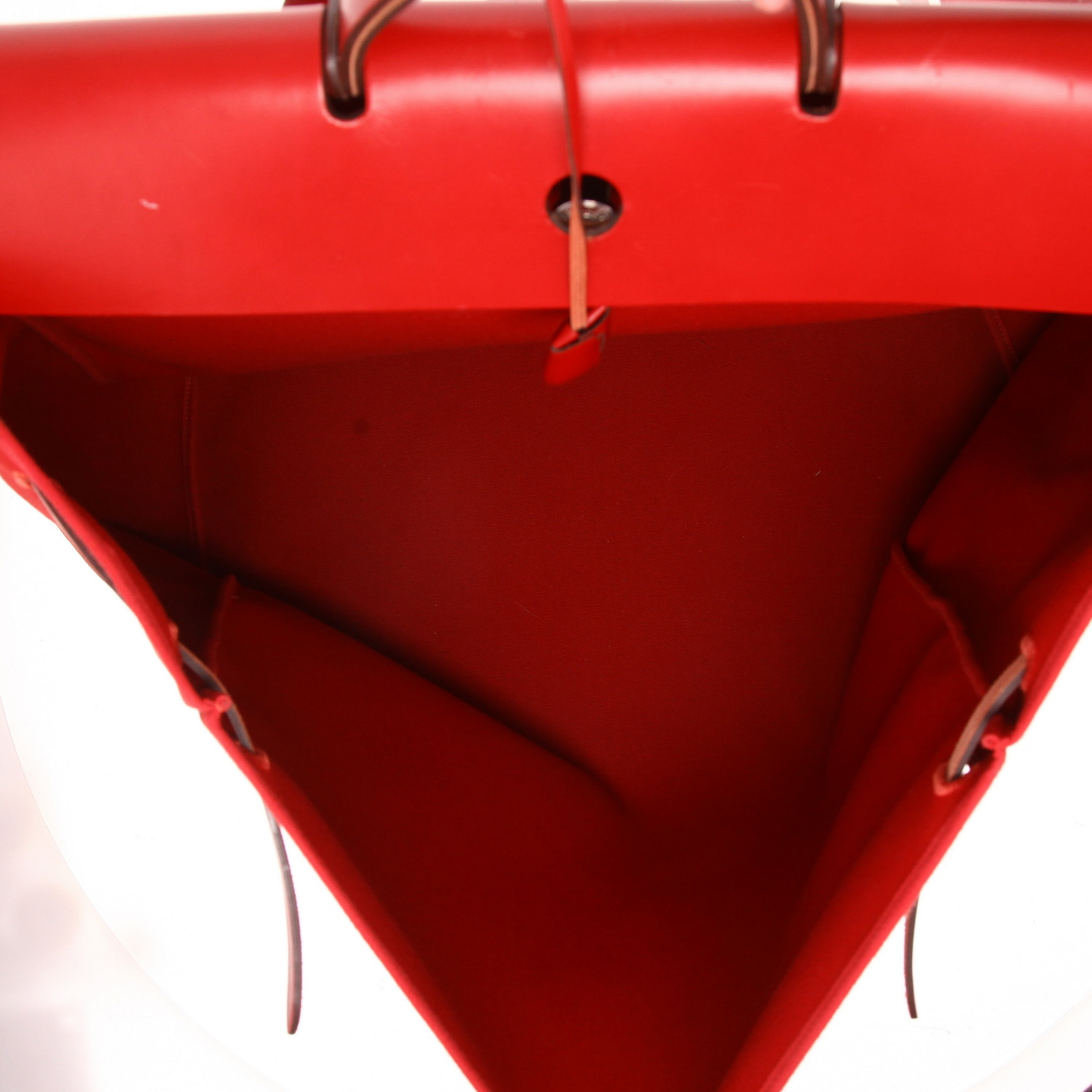 Hermès  Herbag travel bag  in red canvas  and red leather - Detail D3