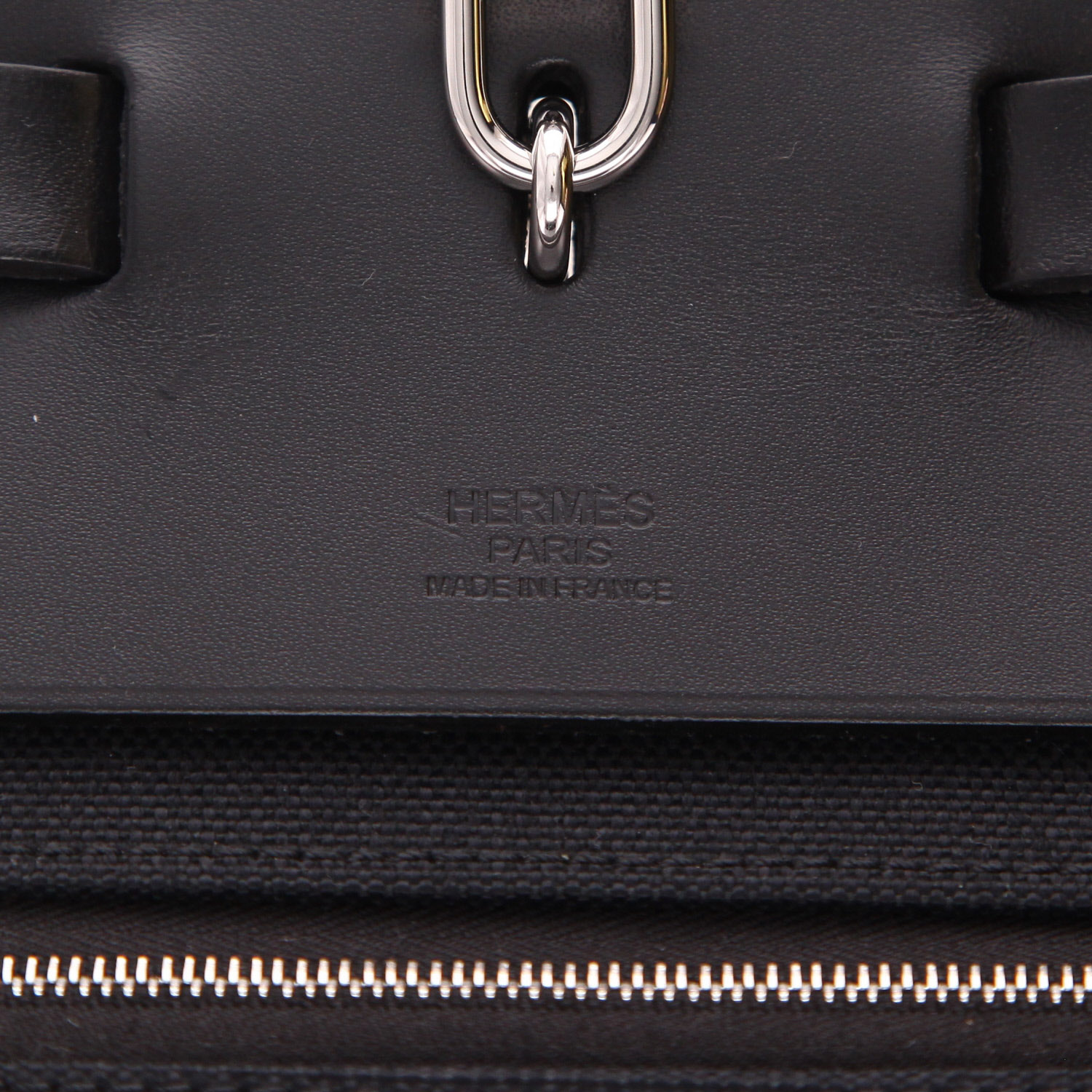 Borsa da viaggio Hermès  Herbag in tela nera e pelle nera - Detail D2