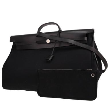 Borsa da viaggio Hermès  Herbag in tela nera e pelle nera