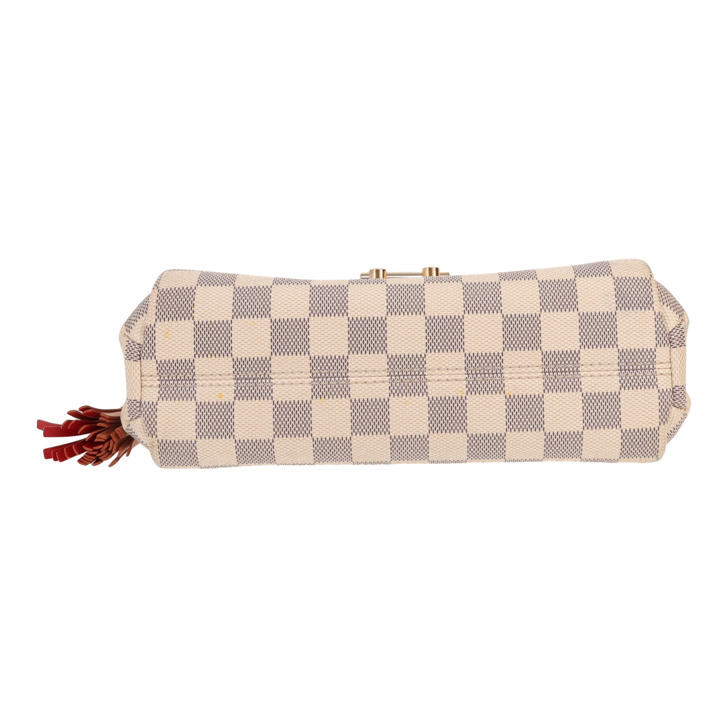 Louis Vuitton  Croisette shoulder bag  in azur damier canvas  and natural leather - Detail D1