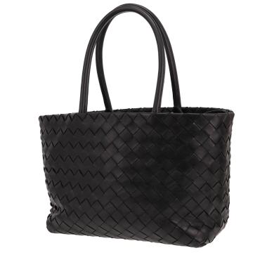 Bottega Veneta   shopping bag  in black intrecciato leather