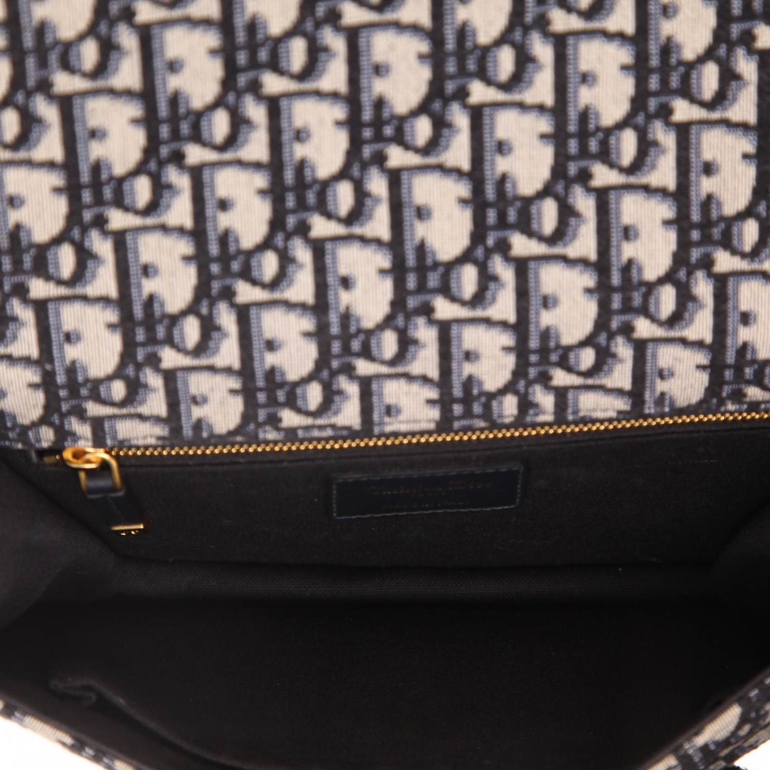 Sac à main Dior  30 Montaigne en toile monogram Oblique bleu-marine et cuir bleu-marine - Detail D3