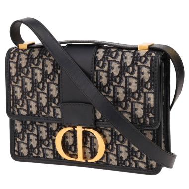 Sac à main Dior  30 Montaigne en toile monogram Oblique bleu-marine et cuir bleu-marine