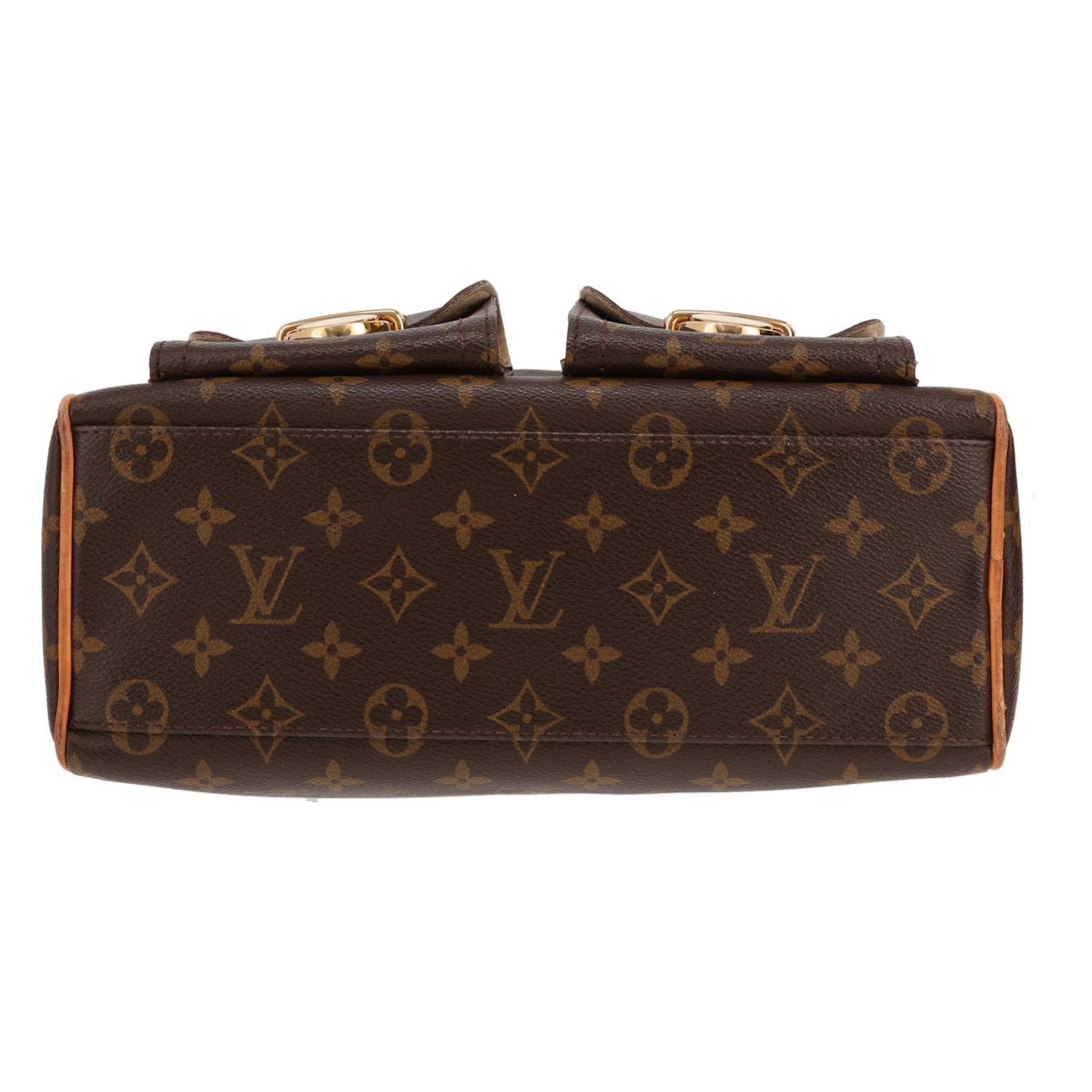 Borsa Louis Vuitton  Manhattan in tela monogram marrone e pelle naturale - Detail D1