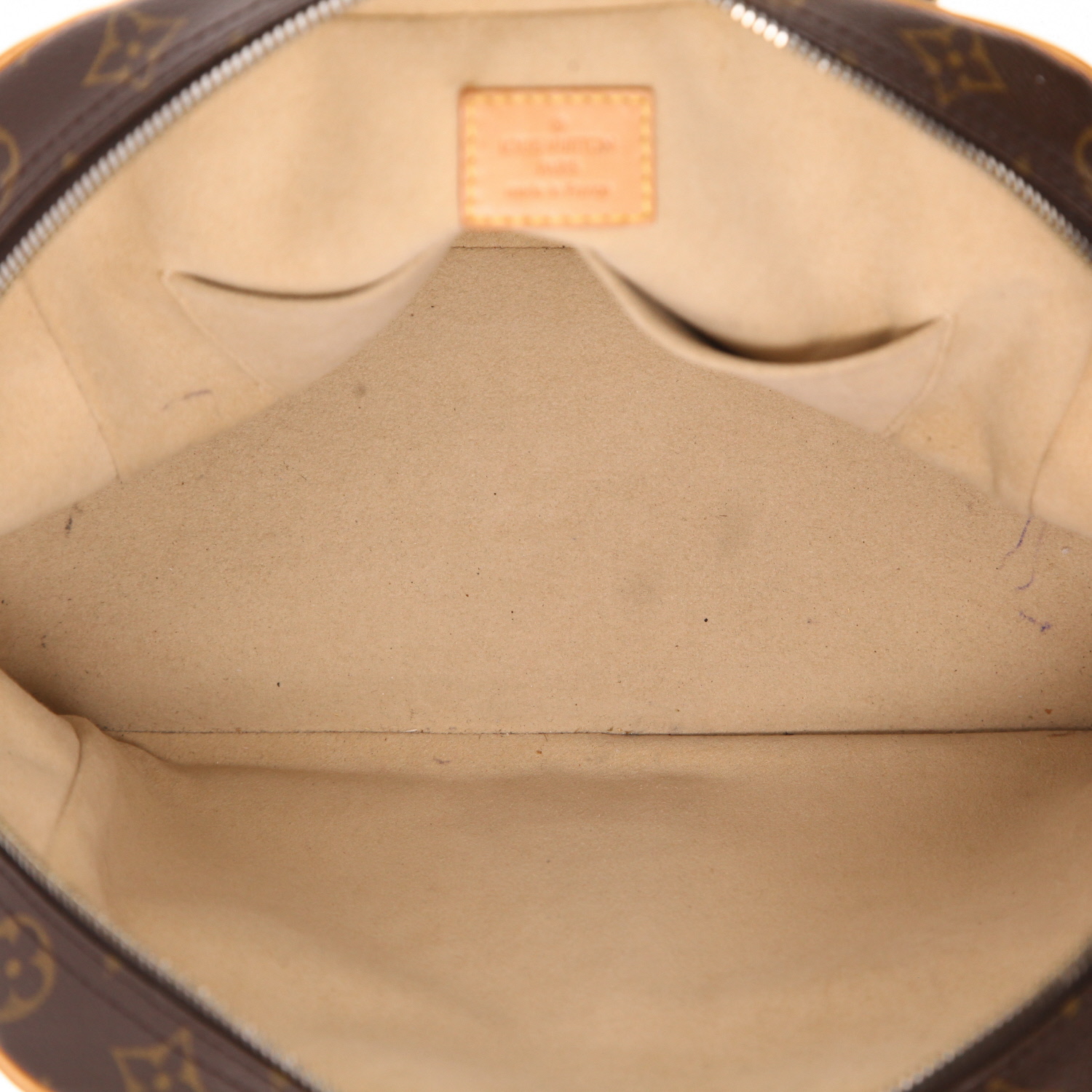 Sac à main Louis Vuitton  Manhattan en toile monogram marron et cuir naturel - Detail D3