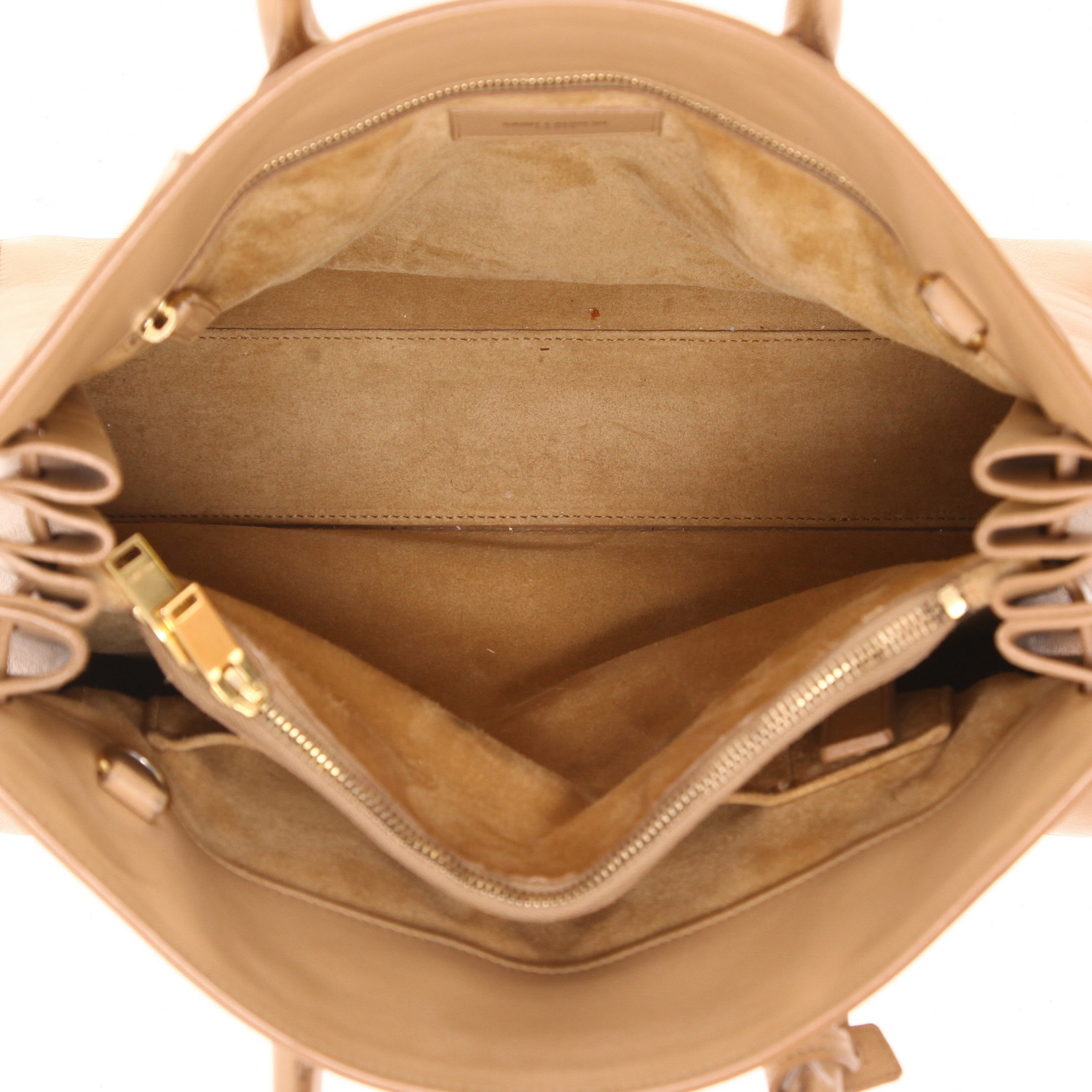 Sac à main Saint Laurent  Sac de jour petit modèle  en cuir beige - Detail D4