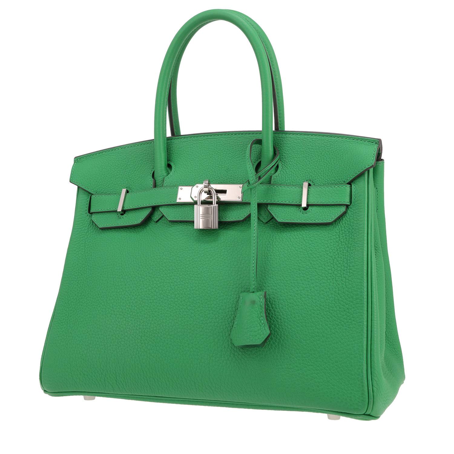 Bolso Hermès Birkin 30 Togo de bambú verde usado