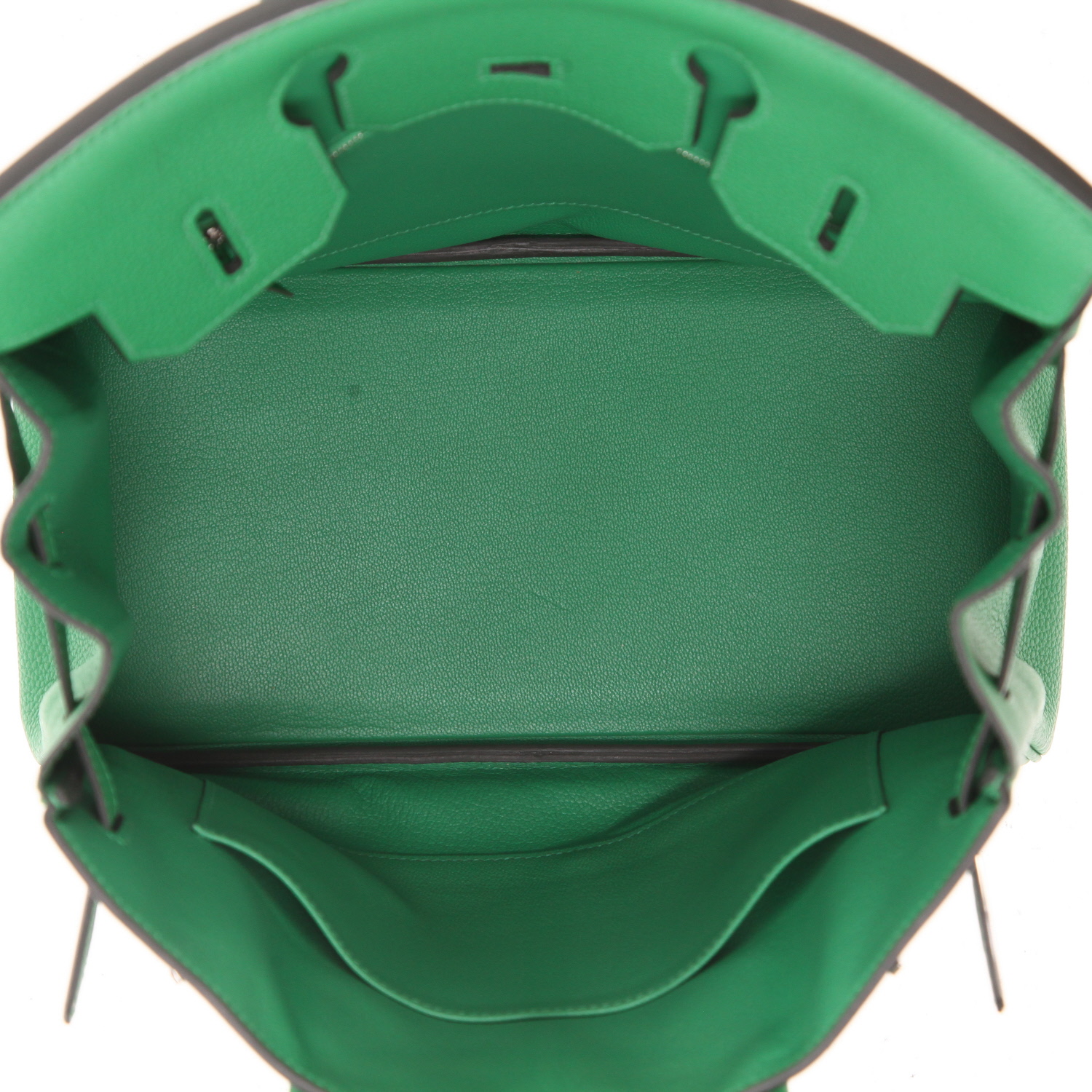 Hermès  Birkin 30 cm handbag  in green Bamboo togo leather - Detail D3